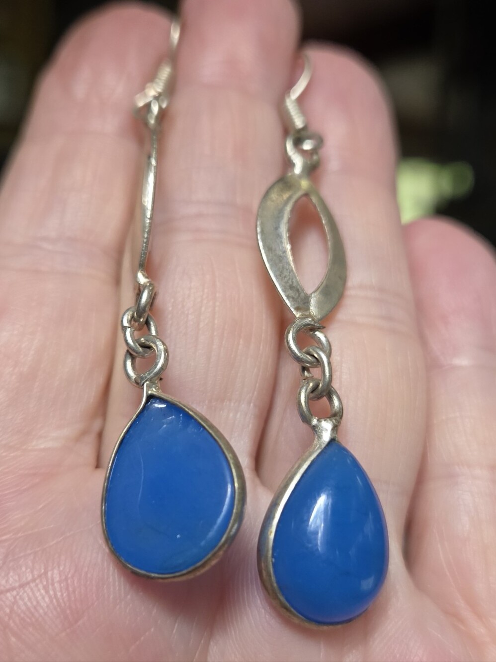 Chalcedoney Sterling Teardrop Earrings - Picture 5 of 5